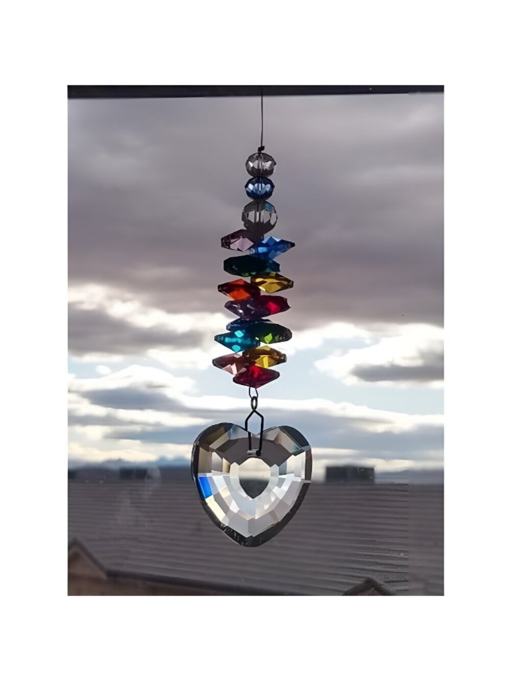 2 pc Hanging Crystal Suncatcher Rainbow Maker with Heart Prism